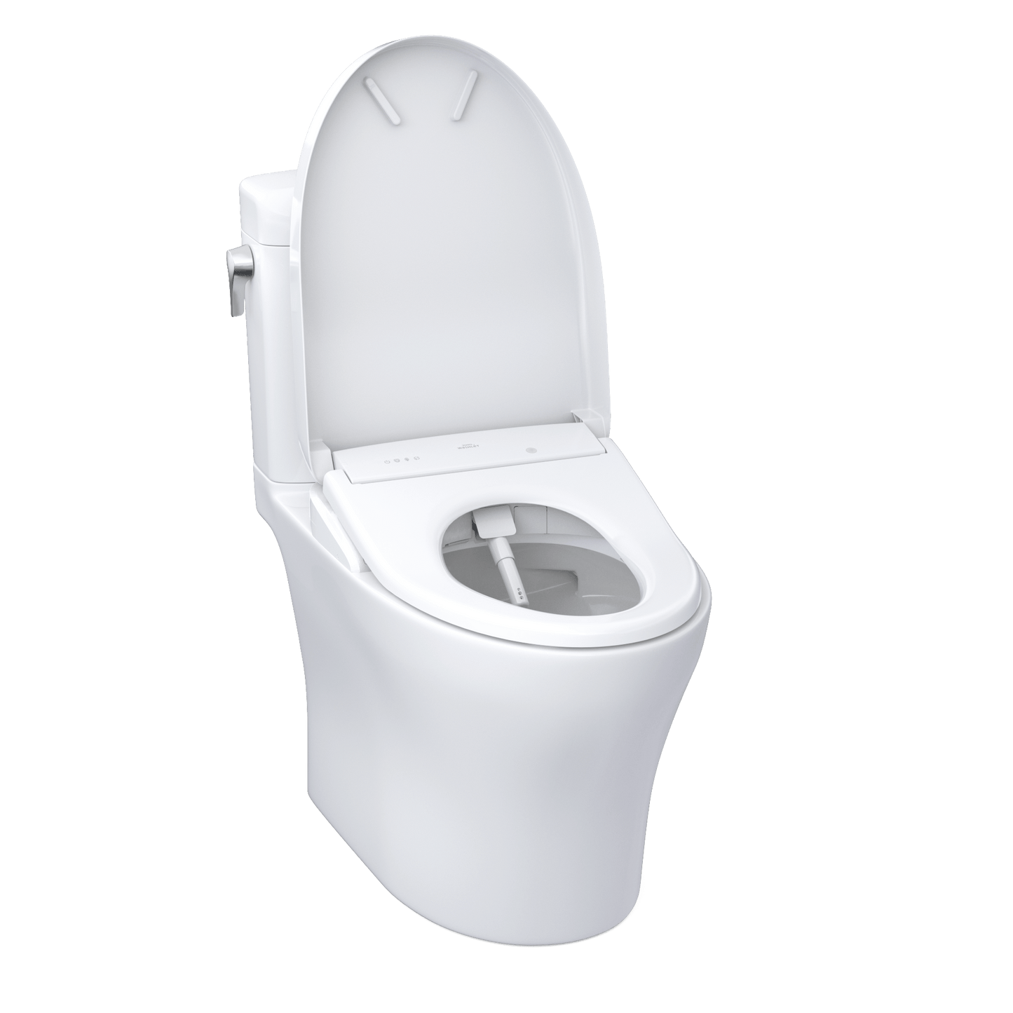 TOTO Aquia IV Cube Two-Piece Dual Flush 1.28 and 0.9 GPF Universal Height Toilet with S7A Contemporary Bidet Seat MW4364736CEMFGN#01