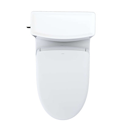 TOTO WASHLET+ Legato One-Piece Elongated 1.28 GPF Toilet and Contemporary WASHLET S7 Contemporary Bidet Seat, Cotton White - MW6244726CEFG#01