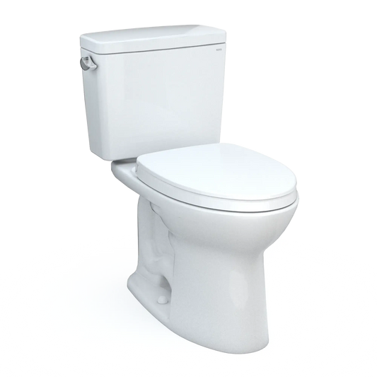TOTO Drake Two-Piece Elongated 1.6 GPF Universal Height TORNADO FLUSH Toilet with CEFIONTECT and SoftClose Seat, WASHLET+ Ready, Cotton White MS776124CSFG