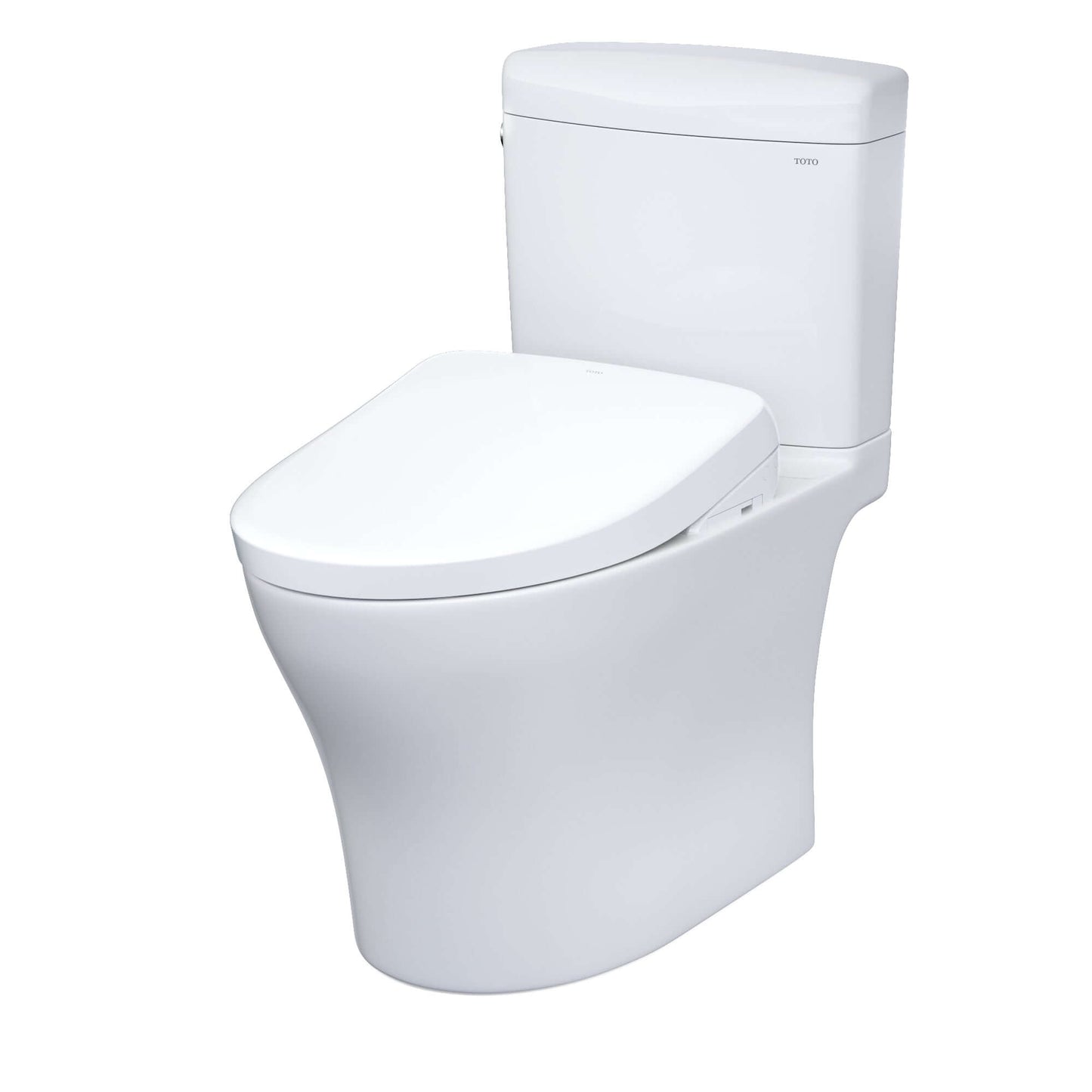 TOTO WASHLET+ Aquia IV Cube Two-Piece Elongated Dual Flush 1.28 and 0.9 GPF Toilet with S7 Contemporary Bidet Seat, Cotton White - MW4364726CEMFGN#01