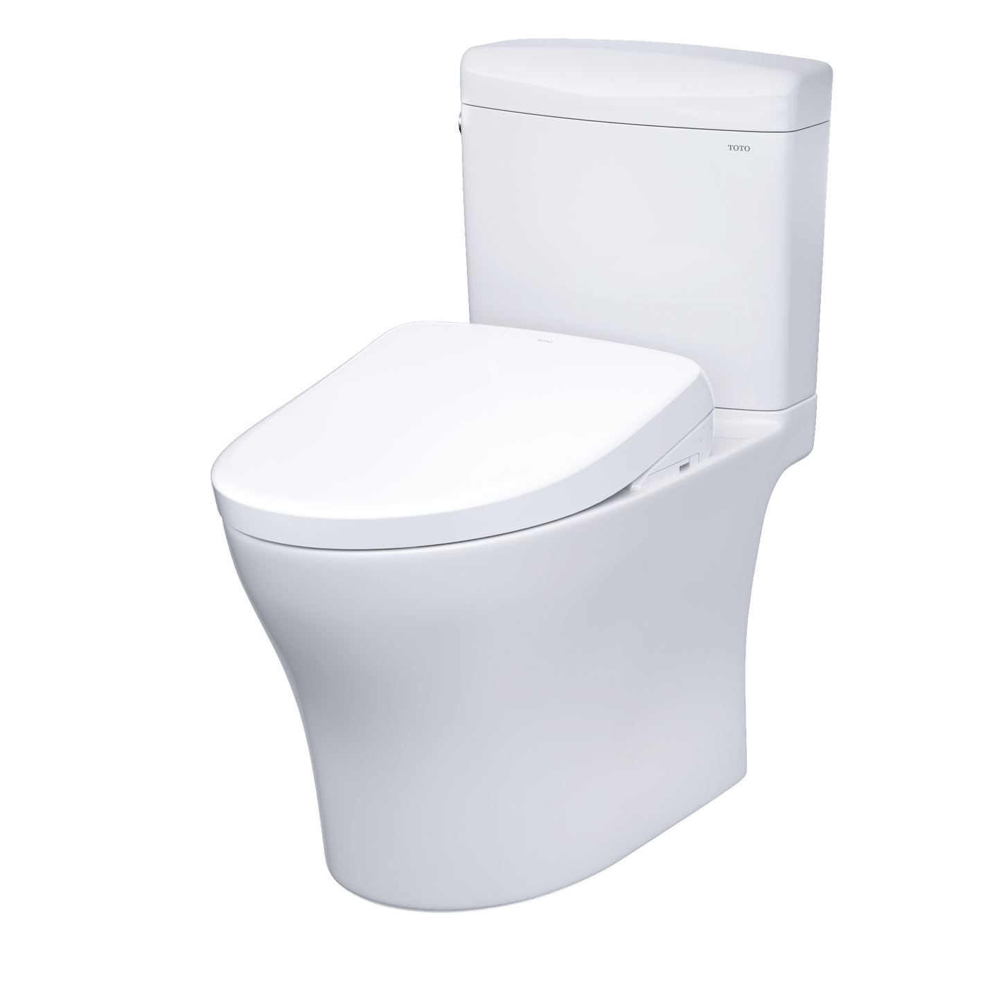 TOTO Aquia IV Cube Two-Piece Dual Flush 1.28 and 0.9 GPF Universal Height Toilet with S7A Contemporary Bidet Seat MW4364736CEMFGN#01