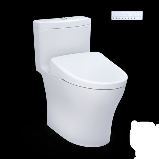 TOTO WASHLET+ Aquia IV One-Piece Elongated Dual Flush 1.28 and 0.9 GPF Universal Height Toilet (Auto Flush Option) with S7 Bidet Seat MW6464726CEMFGNA#01