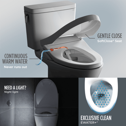 TOTO Drake Transitional Two-Piece 1.28 GPF Standard Height Toilet with S7 Contemporary Bidet Seat MW7864726CEG#01