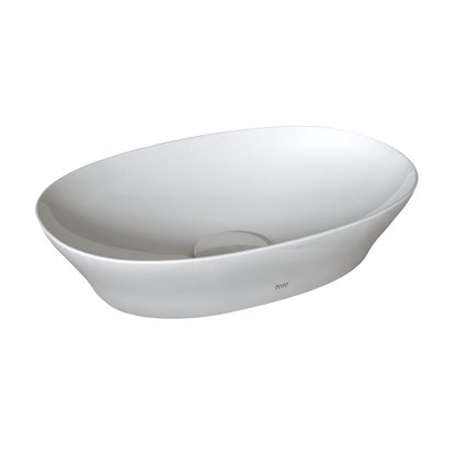 TOTO Kiwami Oval 16 Inch Vessel Bathroom Sink with CEFIONTECT, Cotton White LT473G#01