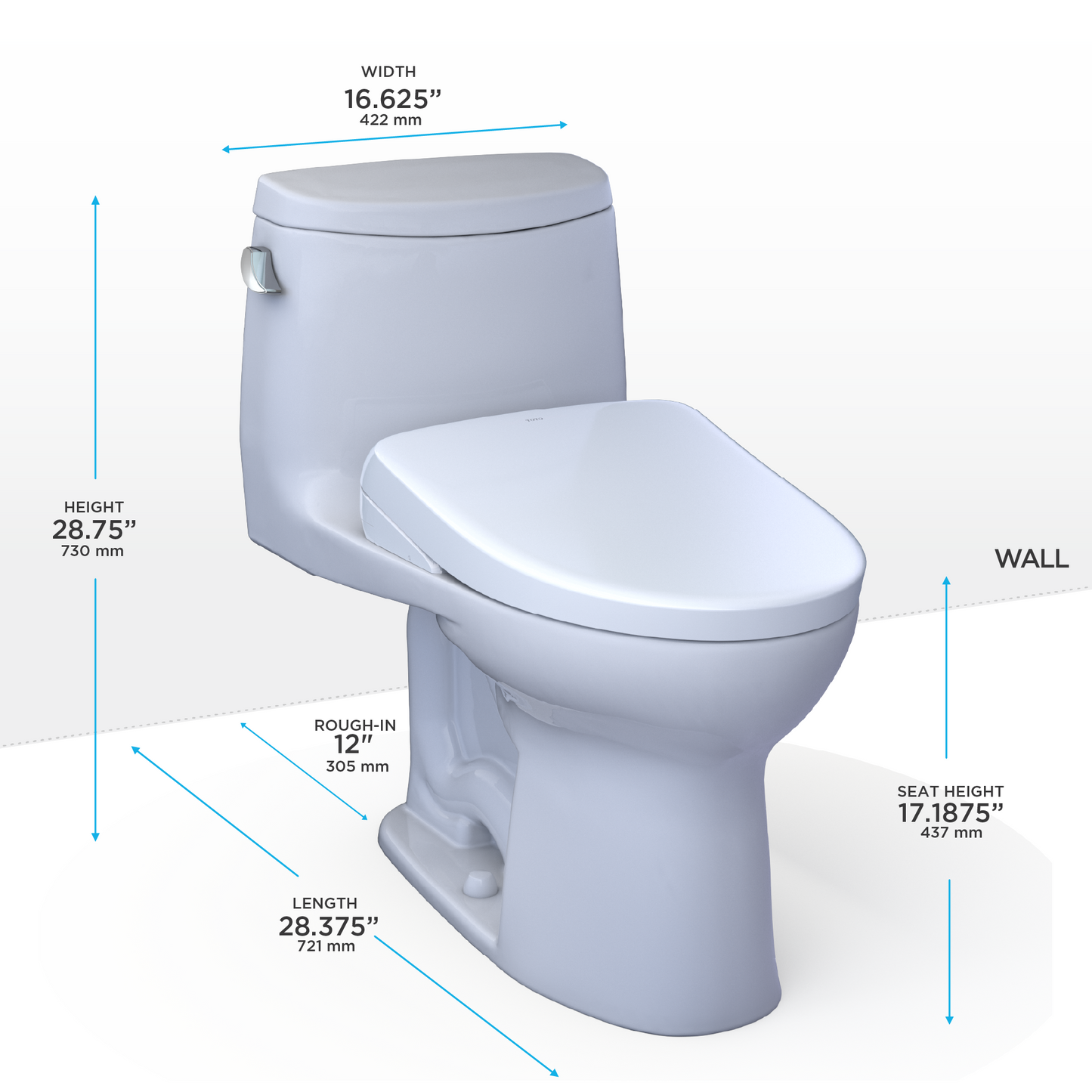 TOTO UltraMax II One-Piece 1.28 GPF Universal Height Toilet and S5 Bidet Seat MW6043446CEFG#01