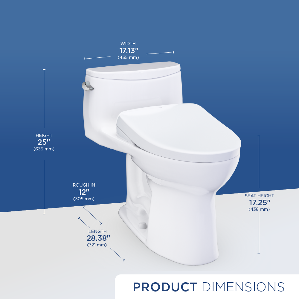 TOTO Ultramax WASHLET+ S7 One-Piece Elongated 1.28 GPF Universal Height Toilet with CEFIONTECT MW6184726CEFG#01