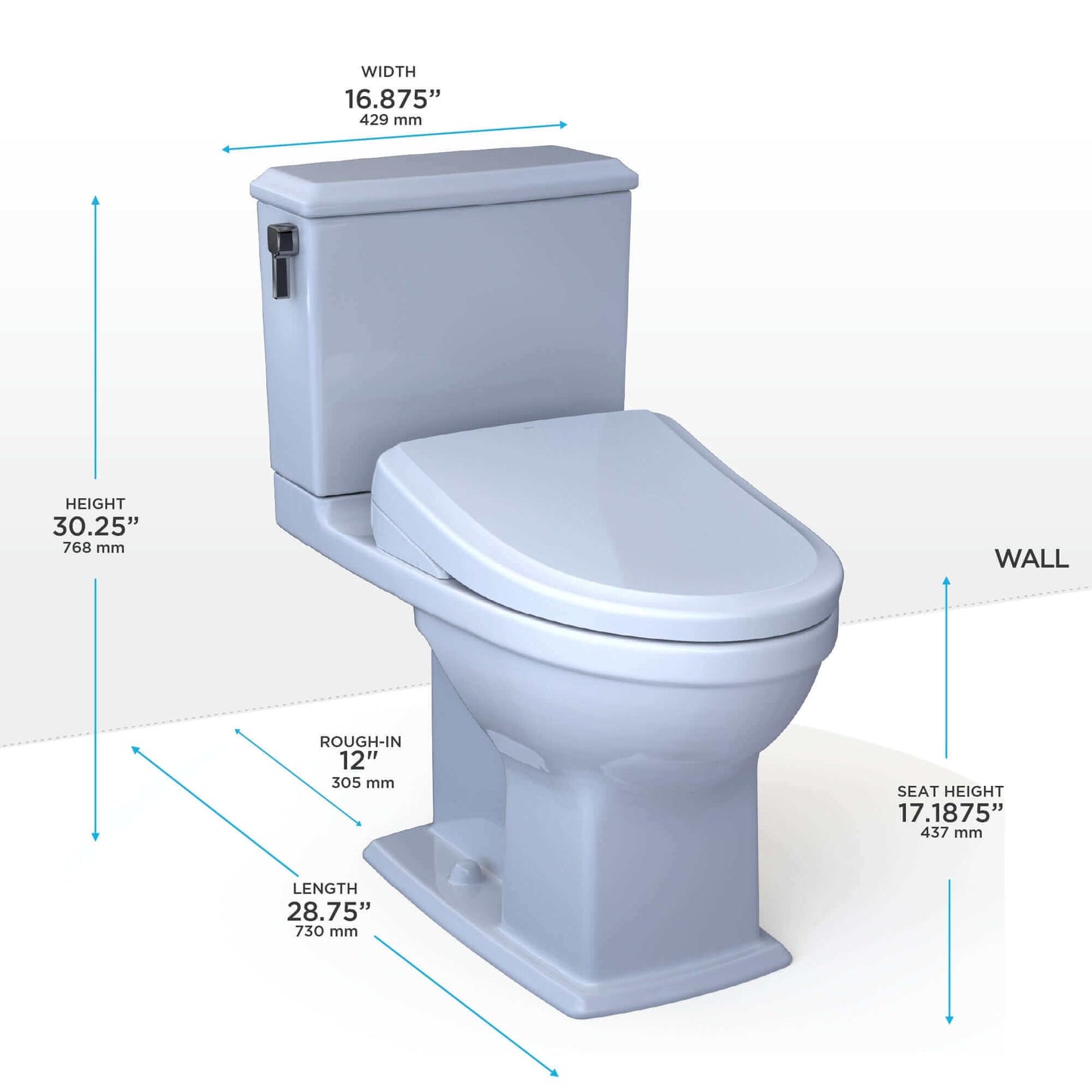 TOTO Connelly Two-Piece Dual Flush 1.28 and 0.9 GPF Universal Height Toilet with S7A Classic Bidet Seat MW4944734CEMFG#01