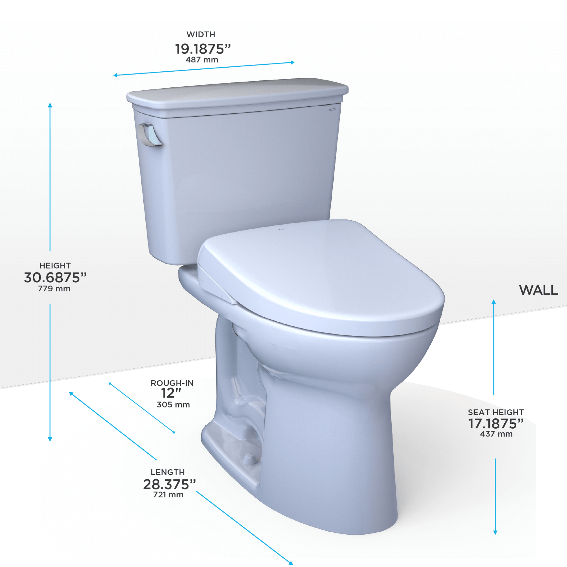 TOTO Drake Transitional 1.28 GPF ADA S7 Contemporary Bidet Seat MW7864726CEFG#01