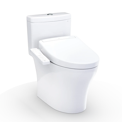 TOTO Aquia IV Two-Piece Dual Flush 1.28 and 0.9 GPF Universal Height Toilet with S2 Bidet Toilet Seat MW6463346CEMFGN#01