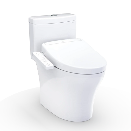 TOTO Aquia IV Two-Piece Dual Flush 1.28 and 0.9 GPF Universal Height Toilet with S2 Bidet Toilet Seat MW6463346CEMFGN#01