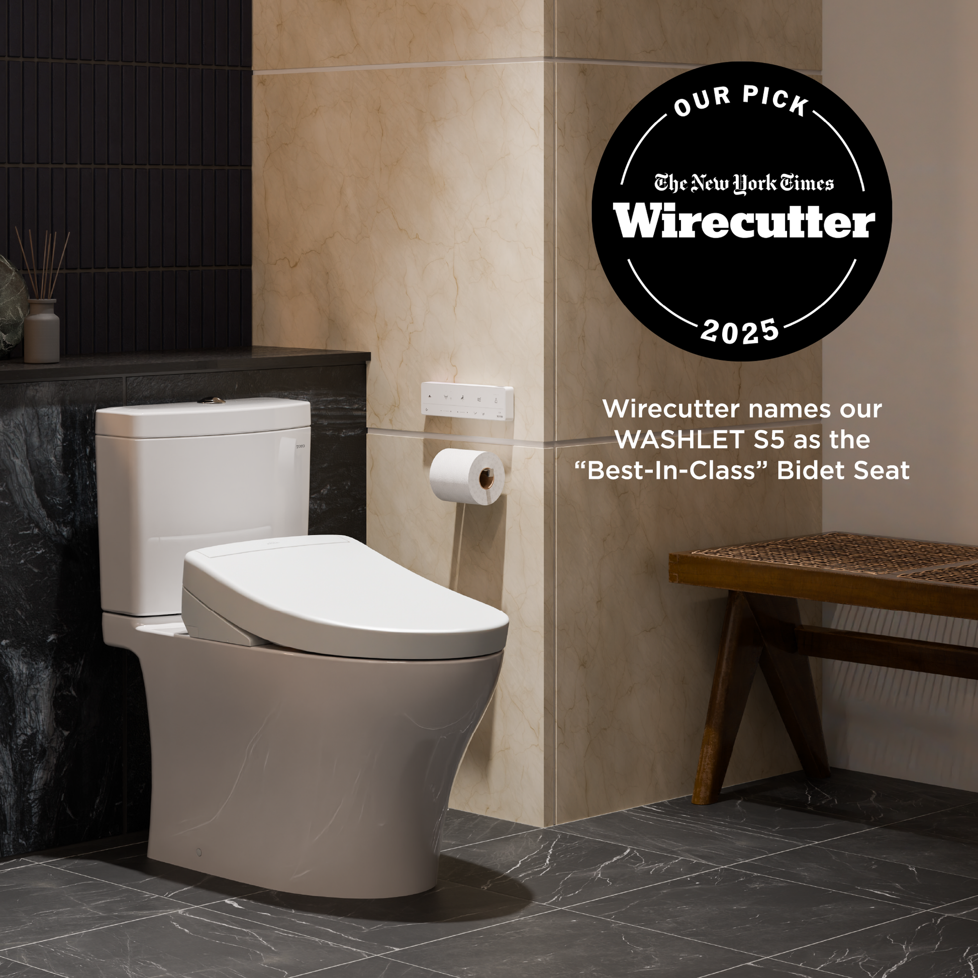 TOTO Ultramax WASHLET+ S5 One-Piece Elongated 1.28 GPF Universal Height Toilet with CEFIONTECT MW6083446CEFG#01