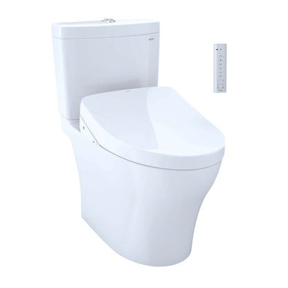 TOTO WASHLET+  Aquia IV Two-Piece Dual Flush 1.28/0.9 GPF Toilet and Contemporary WASHLET S550e Bidet Seat, Cotton White - MW4463056CEMGN(A)#01
