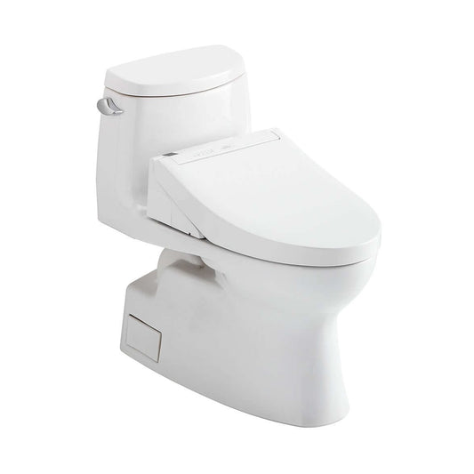 TOTO WASHLET+ Carlyle II One-Piece Elongated 1.28 GPF Toilet and WASHLET+ C5 Bidet Seat, Cotton White - MW6143084CEFG#01