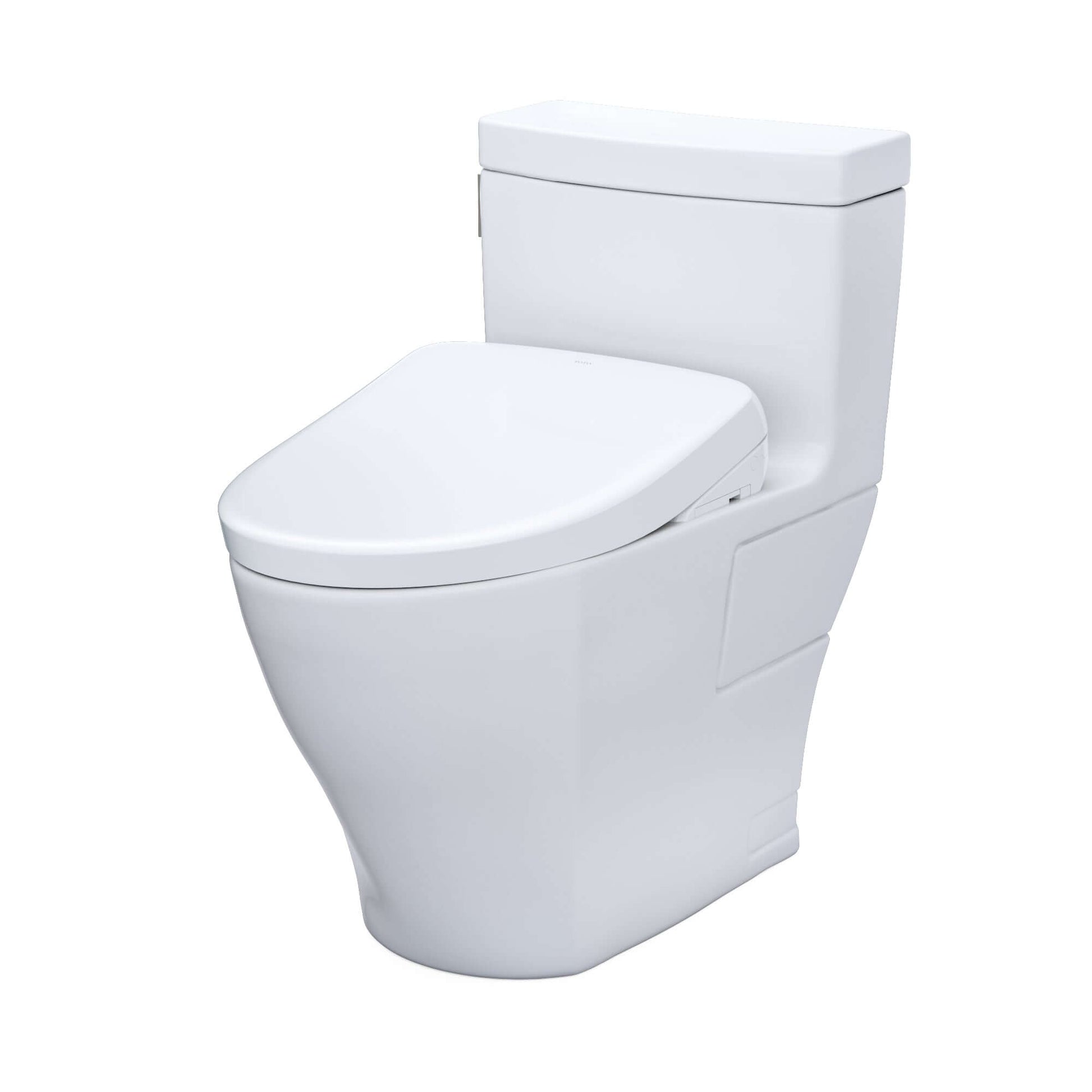 TOTO WASHLET+ Legato One-Piece Elongated 1.28 GPF Toilet and Contemporary WASHLET S7 Contemporary Bidet Seat, Cotton White - MW6244726CEFG#01