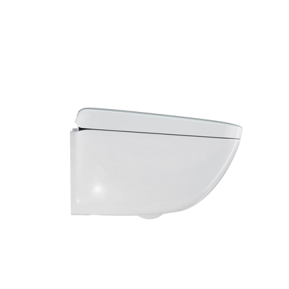 Side profile of the TOTO NEOREST WX2 tankless wall-hung integrated bidet toilet