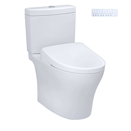 TOTO WASHLET+ Aquia IV Two-Piece Dual Flush 1.28 and 0.9 GPF Universal Height Toilet with Auto Flush S7A Contemporary Bidet Seat - MW4464736CEMFGNA#01