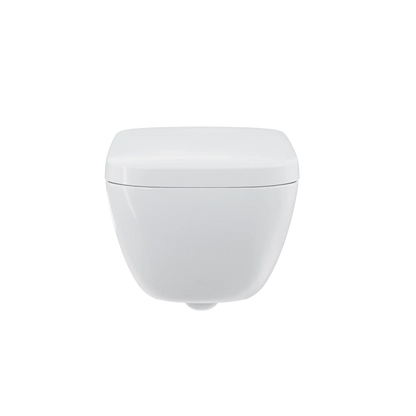TOTO NEOREST WX2 wall-hung integrated bidet toilet, front view with lid closed, Cotton White