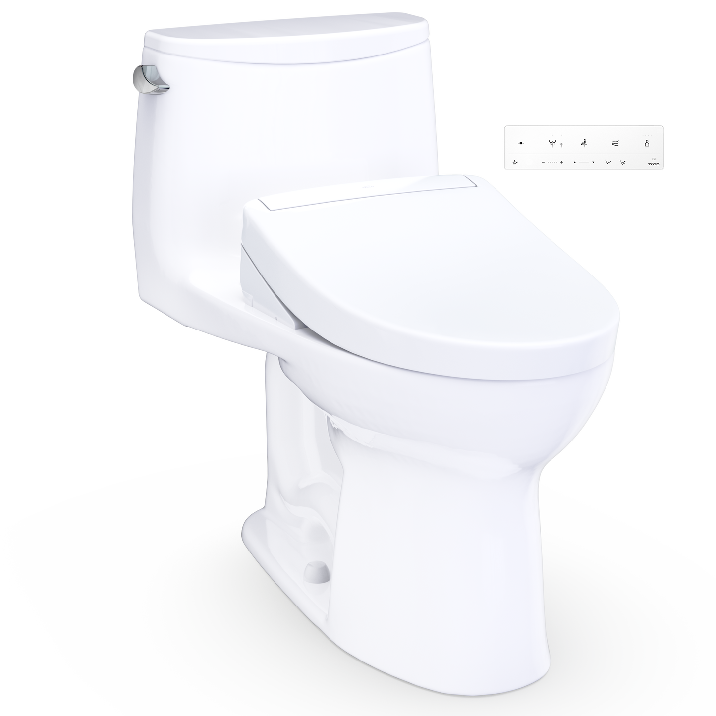 TOTO Ultramax WASHLET+ S5 One-Piece Elongated 1.6 GPF Universal Height Toilet with CEFIONTECT MW6083446CSFG#01