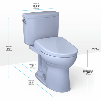 TOTO Drake II 1G Two-Piece 1.0 GPF Universal Height Toilet and S7A Bidet Seat MW4544736CUFG#01