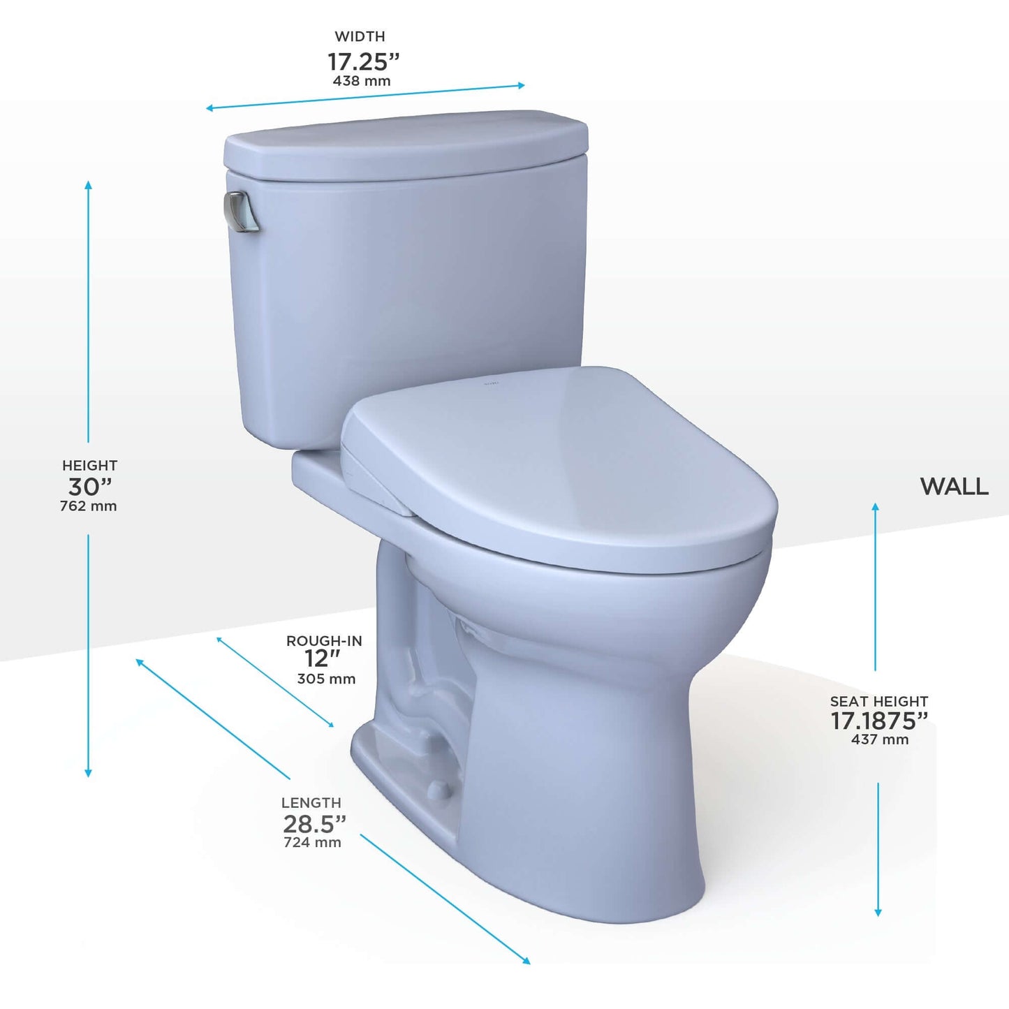 TOTO WASHLET+ Drake II 1G Two-Piece Elongated 1.0 GPF Toilet and WASHLET+ S7 Contemporary Bidet Seat, Cotton White - MW4544726CUFG#01