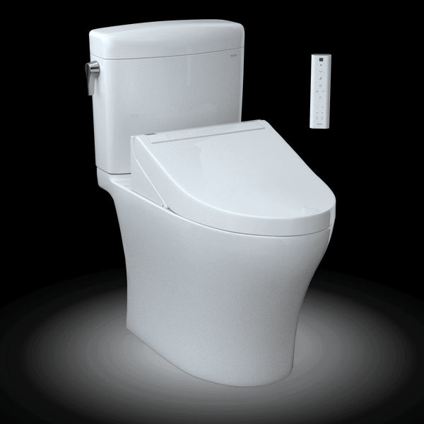 TOTO WASHLET+ Aquia IV Cube Universal Height Two-Piece Dual Flush 1.28 and 0.9 GPF Toilet with C5 Bidet Seat - MW4363084CEMFGN#01