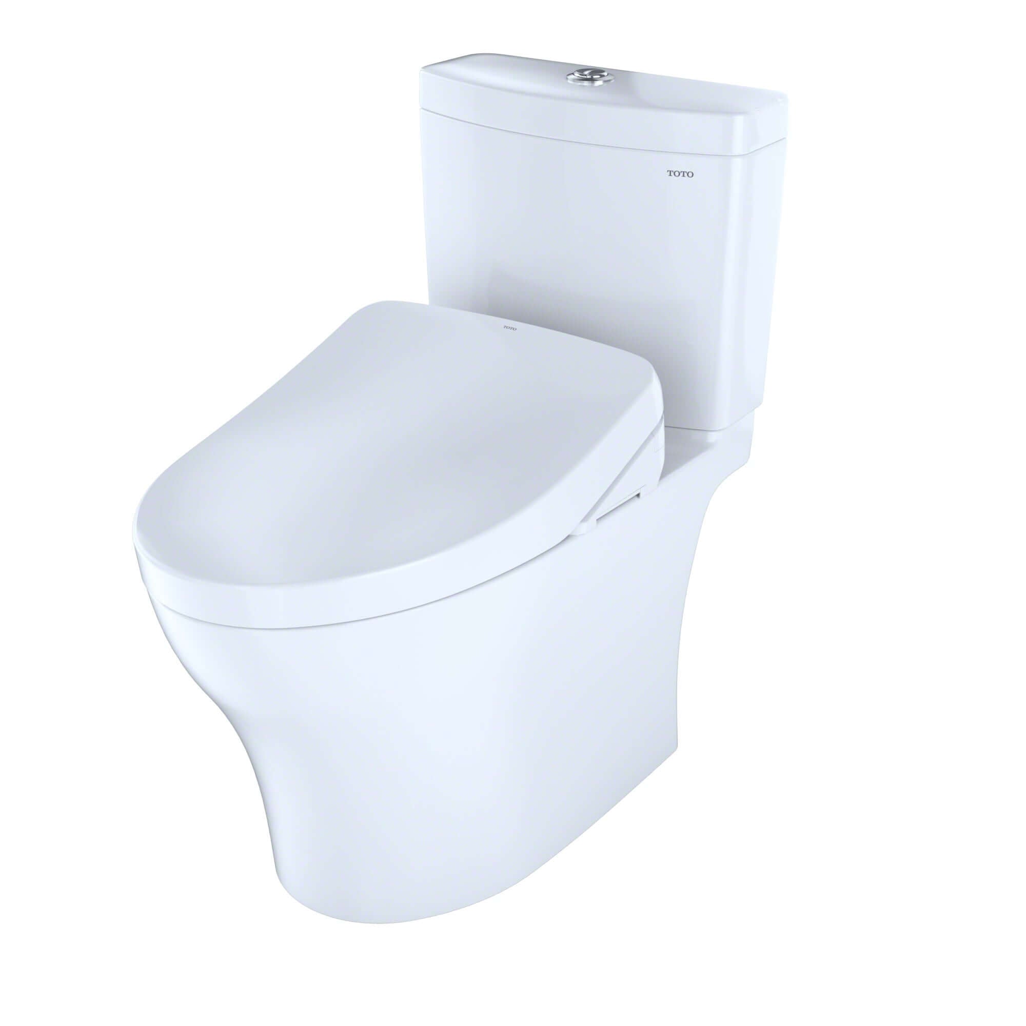 TOTO WASHLET+  Aquia IV Two-Piece Dual Flush 1.28/0.9 GPF Toilet and Contemporary WASHLET S550e Bidet Seat, Cotton White - MW4463056CEMGN(A)#01