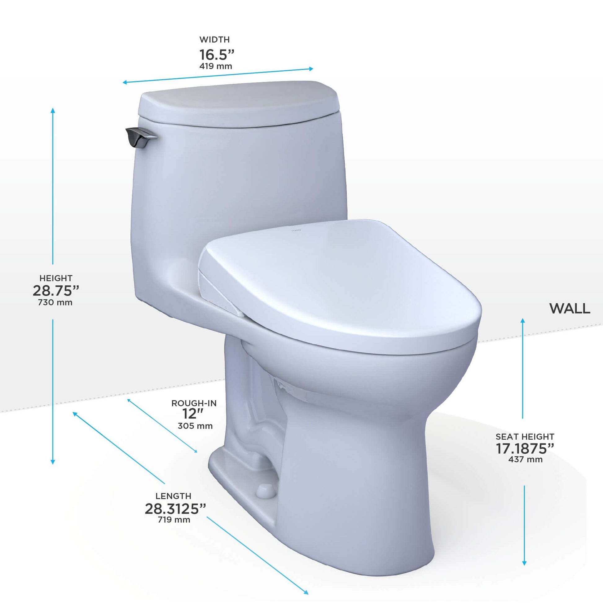 TOTO WASHLET+ UltraMax II 1G One-Piece Elongated 1.0 GPF Toilet and WASHLET+ S7 Contemporary Bidet Seat, Cotton White - MW6044726CUFG#01