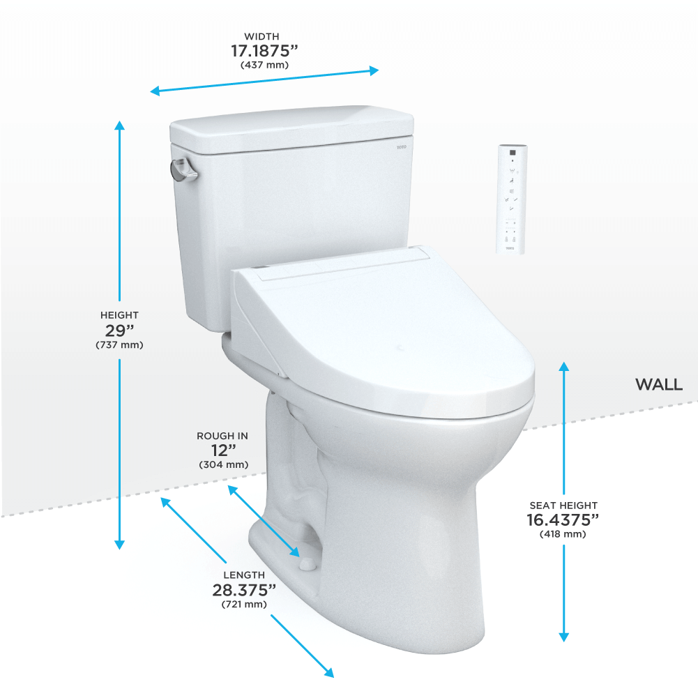 TOTO Drake WASHLET+ 1.28 GPF C5 Bidet Seat MW7763084CEG#01