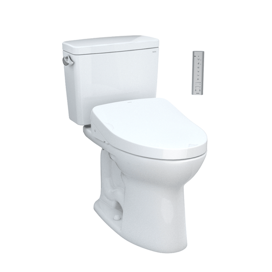 TOTO Drake WASHLET+ Two-Piece Elongated 1.28 GPF Universal Height with C5 Bidet Seat, 10 Inch Rough-In - MW7763084CEFG.10#01