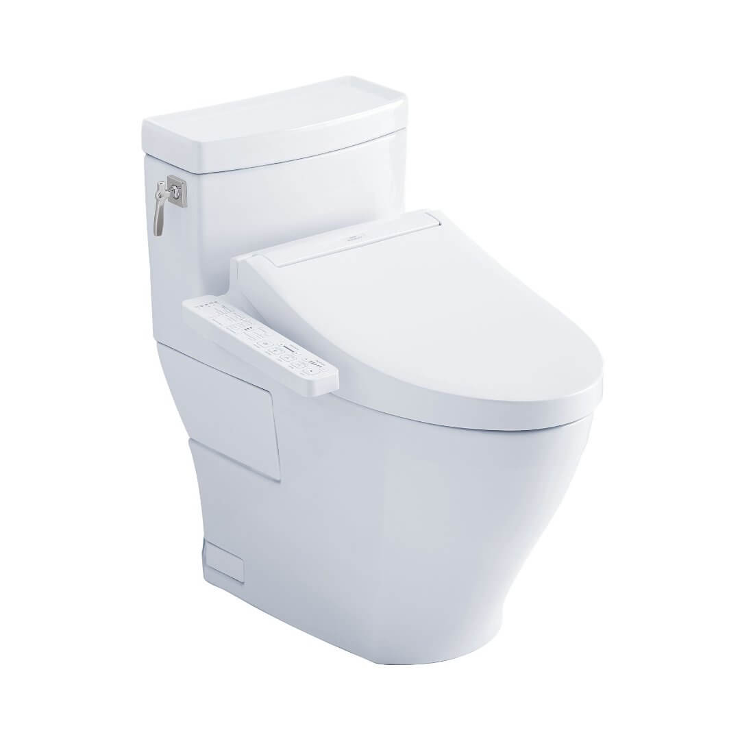 TOTO WASHLET+ Aimes One-Piece Elongated 1.28 GPF Universal Height Toilet and WASHLET C2 Bidet Seat - MW6263074CEFG#01