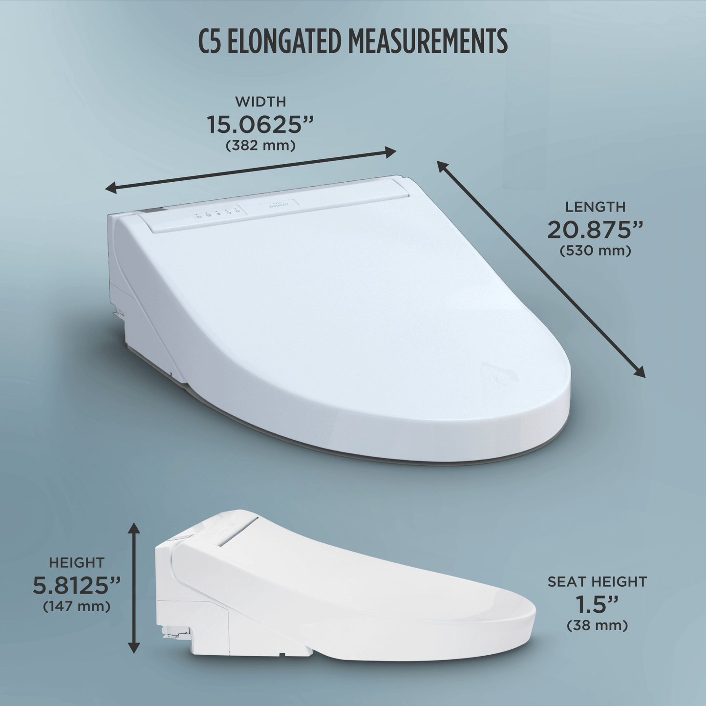 TOTO WASHLET+ Drake II 1G Two-Piece 1.0 GPF Toilet and WASHLET+ C5 Bidet Seat - MW4543084CUFG#01