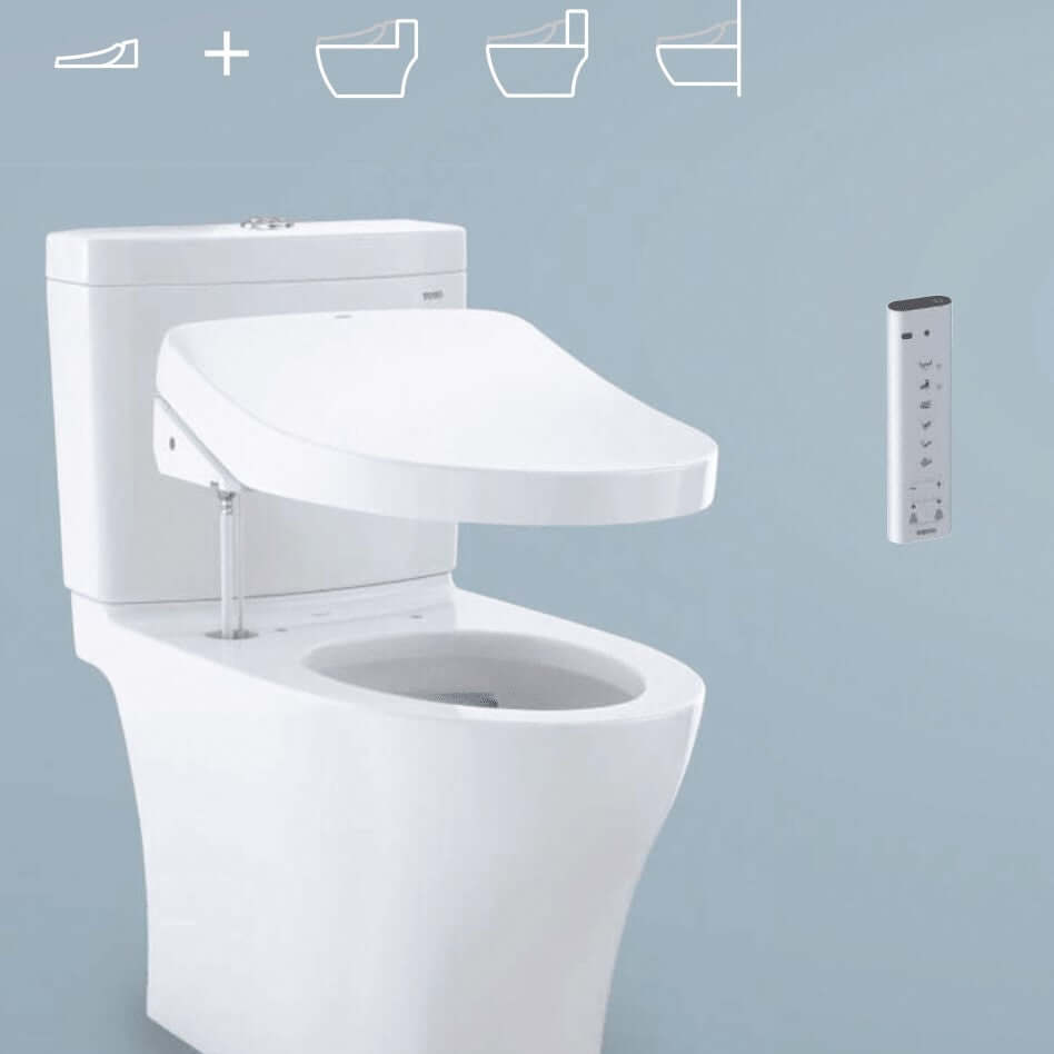 TOTO WASHLET+ Drake II Two-Piece Elongated 1.28 GPF Toilet and WASHLET+ C5 Bidet Seat - MW4543084CEFG#01