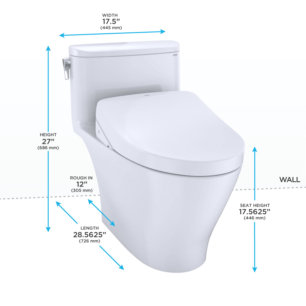 TOTO WASHLET+ Nexus 1G One-Piece Elongated 1.0 GPF Toilet with Auto Flush S550e Contemporary Bidet Seat - MW6423056CUFGA#01